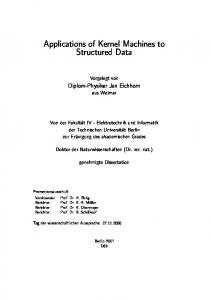 Applications of Kernel Machines to Structured Data - DepositOnce