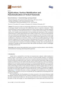 Applications, Surface Modification and Functionalization of ... - MDPI