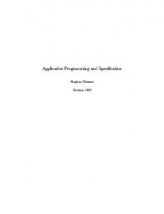Applicative Programming and Speci cation - Semantic Scholar