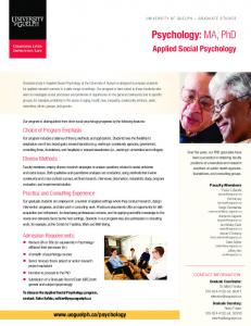 Applied Social Psychology - University of Guelph