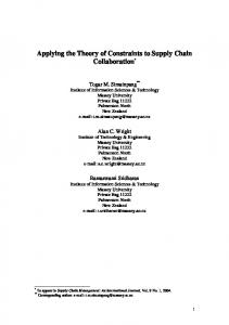 Applying the Theory of Constraints to Supply Chain Collaboration*