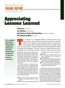 Appreciating Lessons Learned lessons learned