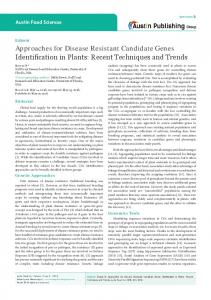 Approaches for Disease Resistant Candidate Genes Identification in