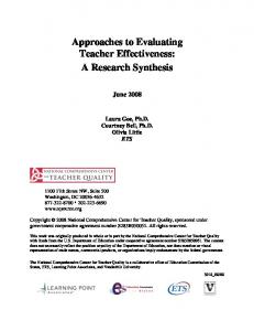 Approaches to Evaluating Teacher Effectiveness: A Research ... - Eric