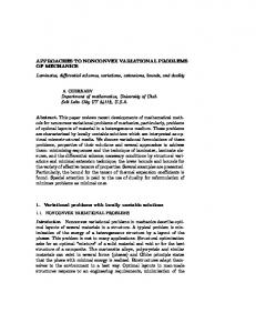 APPROACHES TO NONCONVEX VARIATIONAL PROBLEMS OF ...