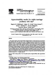 Approximability results for stable marriage ... - Semantic Scholar