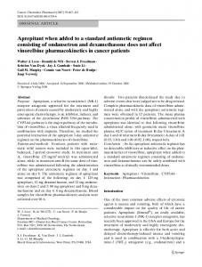 Aprepitant when added to a standard antiemetic regimen consisting of ...