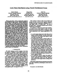 Arabic Dialect Identification using a Parallel Multidialectal Corpus