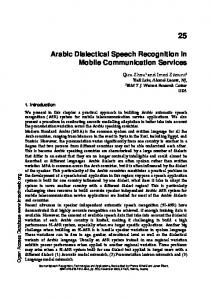 Arabic Dialectical Speech Recognition in Mobile ... - Semantic Scholar