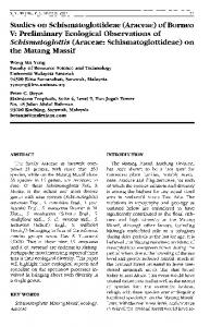 (Araceae) of Borneo V: Preliminary Ecological Observations of