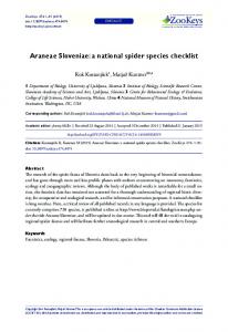 Araneae Sloveniae: a national spider species checklist - ZooKeys