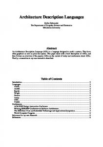 Architecture Description Languages - Semantic Scholar