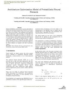 Architecture Optimization Model of Probabilistic Neural Network