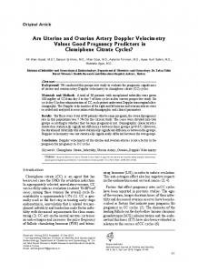 Are Uterine and Ovarian Artery Doppler Velocimetry Values Good