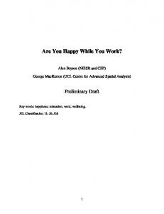 Are You Happy While You Work? - CiteSeerX