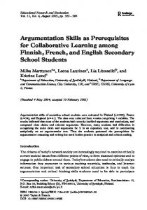 Argumentation Skills as Prerequisites for Collaborative ... - Icar