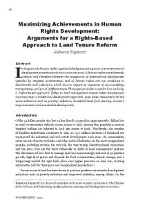 Arguments for a Rights-Based Approach to Land Tenure Reform