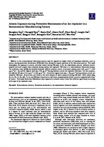 Arsenic Exposure during Preventive Maintenance of an Ion Implanter ...