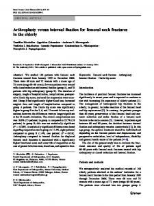 Arthroplasty versus internal fixation for femoral neck ... - Springer Link