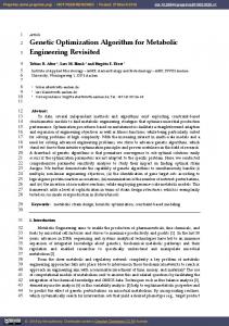 Article Genetic Optimization Algorithm for Metabolic ... - Preprints.org