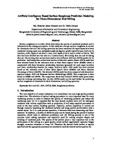 Artificial Intelligence Based Surface Roughness