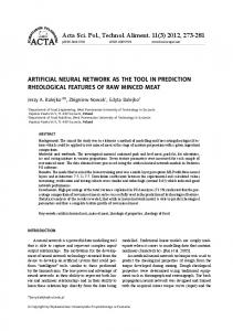 ARTIFICIAL NEURAL NETWORK AS THE TOOL IN PREDICTION ...