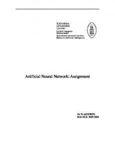 Artificial Neural Network: Assignment