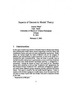 Aspects of Geometric Model Theory