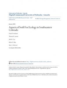 Aspects of Swift Fox Ecology in Southeastern Colorado - UNL Digital ...