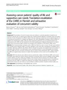 Assessing cancer patients' quality of life and