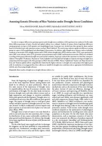 Assessing Genetic Diversity of Rice Varieties under Drought Stress ...