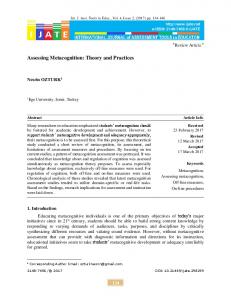 Assessing Metacognition - DergiPark