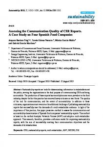 Assessing the Communication Quality of CSR Reports. A Case ... - MDPI