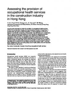 Assessing the provision of occupational health services in the ...