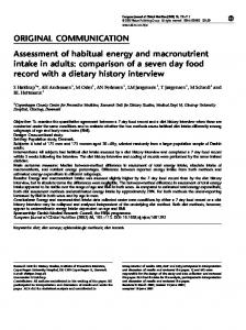 Assessment of habitual energy and macronutrient intake in adults ...