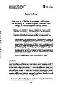 Assessment of Public Knowledge and Support for Recovery of the ...