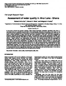 Assessment of water quality in Ahor Lake - Ghana - African Journals ...