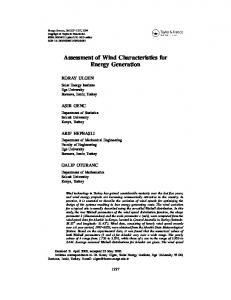 Assessment of Wind Characteristics for Energy Generation