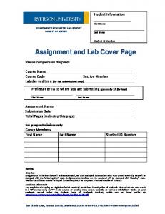 Assignment and Lab Cover Page