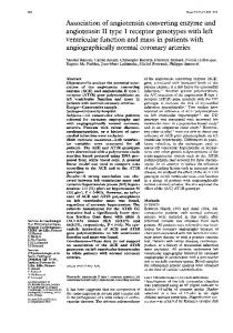 Association of angiotensin converting enzyme and angiotensin II type ...