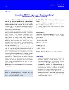 Association of CD166 expression with clinicopathologic characteristics ...