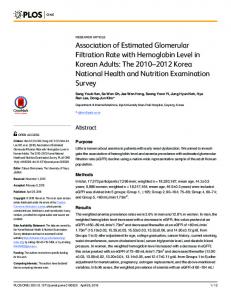 Association of Estimated Glomerular Filtration Rate with ... - PLOS