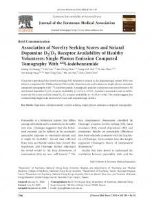 Association of Novelty Seeking Scores and Striatal Dopamine D2/D3 ...