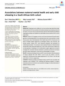 Associations between maternal mental health ... - Wiley Online Library