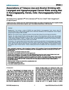 Associations of Tobacco Use and Alcohol Drinking with Laryngeal and ...