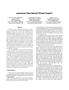 Asynchronous Video Coding for Wireless Transport - CiteSeerX