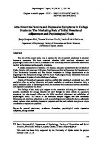 Attachment to Parents and Depressive Symptoms in College Students ...