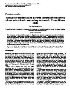 Attitude of students and parents towards the teaching of sex ...