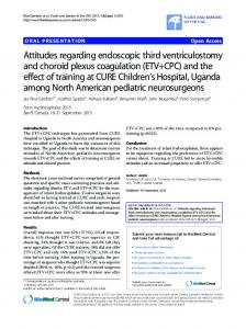 Attitudes regarding endoscopic third ventriculostomy and ... - TSpace