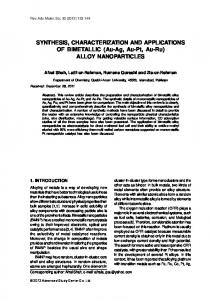 (Au-Ag, Au-Pt, Au-Ru) ALLOY NANOPARTICLES